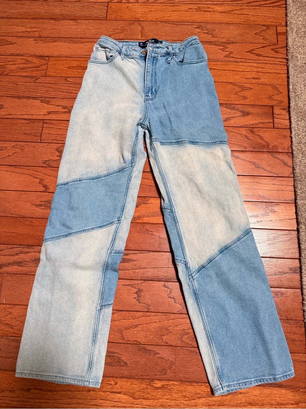 Hollister Two-Tone Light and Medium Blue Bootcut Jeans